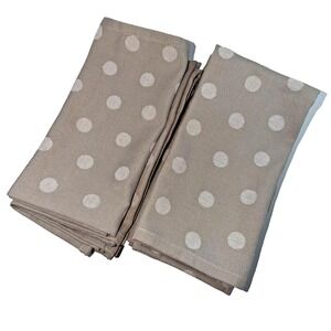 Anthropologie 100% Cotton Napkins Set of 6 18" NEW! From Portugal Polka Dots